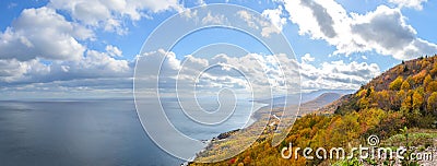 Panorama of beautiful autumn view Stock Photo