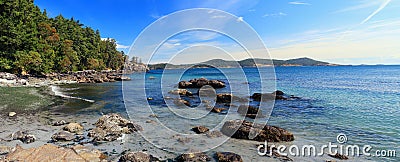 Vancouver Island Landscape Panorama of Becher Bay, East Sooke Park, British Columbia Stock Photo