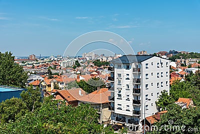 Panorama of Belgrade and its municipalities Zvezdara, Crveni Krst and Vracar. Editorial Stock Photo