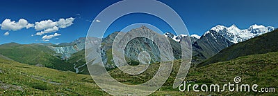 Panorama of Belukha mountain, Altai, Russia Stock Photo