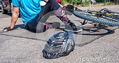 Panorama Bicycle accident on the Street Stock Photo