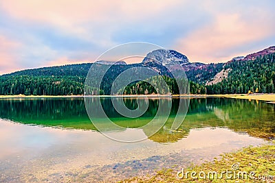 Panorama of Black Lake ( Crno jezero),Durmitor, Montenegro Stock Photo