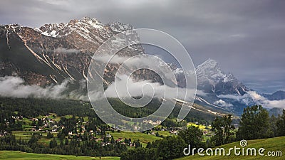 Panorama of Boite Valley with Monte Antelao, the highest mountain in the eastern Dolomites in northeastern Italy, southeast of th Stock Photo