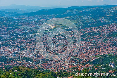 Panorama of Bosnian capital Sarajevo Stock Photo