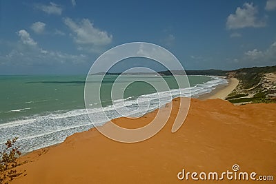 Panorama of brasilian beach bathed by ocean waves Stock Photo