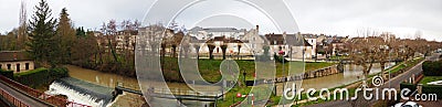 Panorama on the Briare canal in Montargis Stock Photo