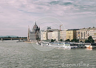 Panorama of Budapest, Hungary, with the Parliament Editorial Stock Photo