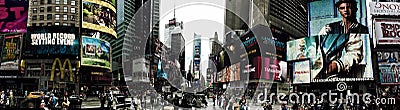 Panorama of busy Times Square in New York Editorial Stock Photo