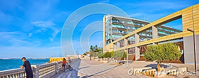 Panorama of Cadiz promenade, Spain Editorial Stock Photo
