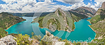 Panorama of Canelles reservoir, Lleida province, Spain Stock Photo