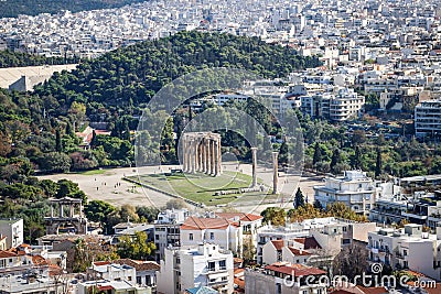 Panorama of the capital of Greece, Athens. Editorial Stock Photo