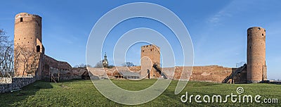 Panorama of the castle of dukes of Mazovia in Czersk Stock Photo