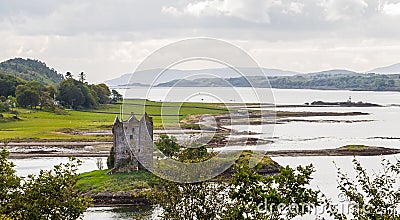 Panorama of Castle Stalker, Scotland Editorial Stock Photo