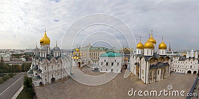 Panorama Cathedral Square of the Kremlin. Russia Stock Photo