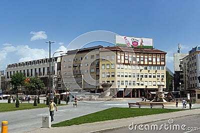 Panorama of Center of city of Skopje, Republic of Macedonia Editorial Stock Photo