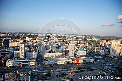 Panorama of the center of Warsaw Editorial Stock Photo