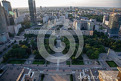 Panorama of the center of Warsaw Editorial Stock Photo