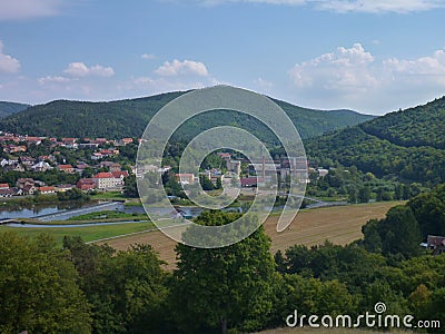 Panorama of central bohemia from a lookout above beroun city Stock Photo