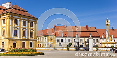 Panorama of the central market square of Jaromerice nad Rokytnou Editorial Stock Photo