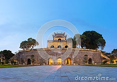 Panorama Central sector of Imperial Citadel of Thang Long,the cultural complex comprising the royal enclosure first built during t Stock Photo