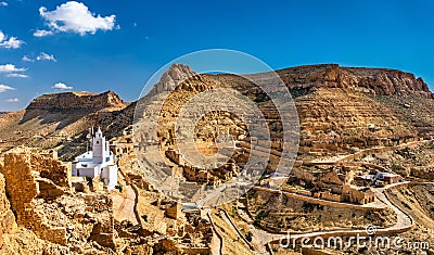 Panorama of Chenini, a fortified Berber village in South Tunisia Stock Photo