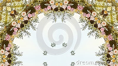 Panorama Circular floral design made from flowers at a wedding in California Stock Photo