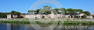 Panorama of the Cittadella Nuova New Citadel, now called Giardino Scotto Scotto`s Garden an old fortress in Pisa at the river Stock Photo