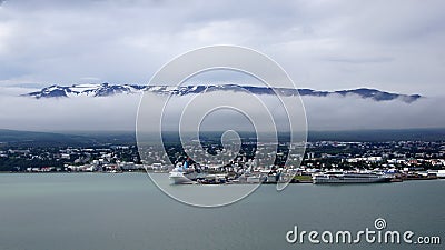 Panorama of the city of Akureyri in Iceland Stock Photo