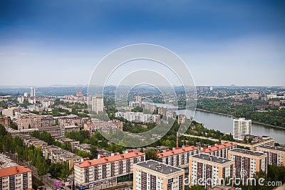 Panorama of the city of Donetsk from a great height Editorial Stock Photo