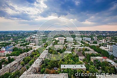 Panorama of the city of Donetsk from a great height Stock Photo