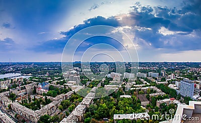 Panorama of the city of Donetsk from a great height Stock Photo