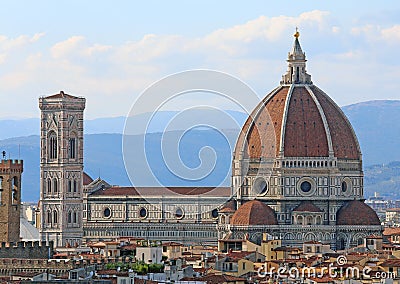 Panorama of the city of FLORENCE in Italy with the great dome Stock Photo