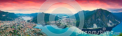 Panorama of the city Lecco. Stock Photo