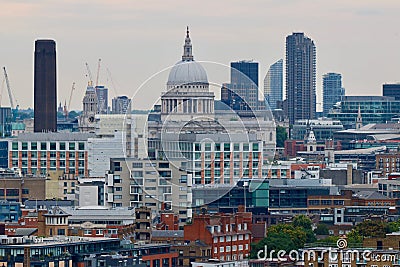 Panorama of the City of London - St. Pauls Cathedral Editorial Stock Photo