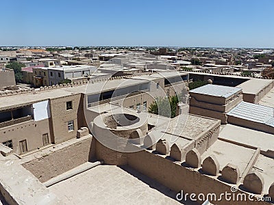 Panorama of the city museum of Khiva in Uzbekistan. Editorial Stock Photo