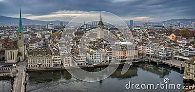 Panorama of the city of Zurich, Switzerland. Editorial Stock Photo