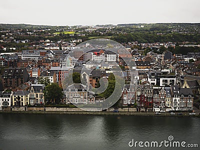 Panorama cityscape view of Namur city from historic medieval fortress citadel Meuse Maas river Wallonia Belgium Europe Stock Photo