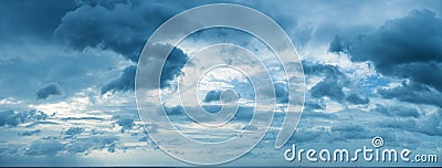 Panorama of cloudy sky over the sea horizon Stock Photo