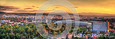 Panorama of Cluj-Napoca with stadium Stock Photo