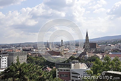 Panorama of Cluj-Napoca town from Transylvania region in Romania Stock Photo