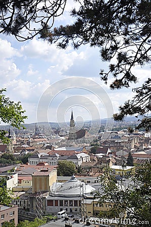 Panorama of Cluj-Napoca town from Transylvania region in Romania Stock Photo