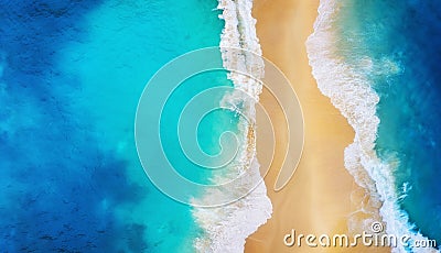 Panorama of a coast as a background from top view. Turquoise water background from top view. Summer seascape from air. Nusa Penida Stock Photo