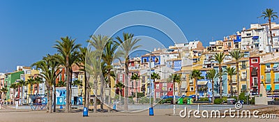 Panorama of the colorful beach of Villajoyosa Editorial Stock Photo