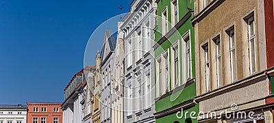 Panorama of colorful facades in historic city Gustrow Stock Photo