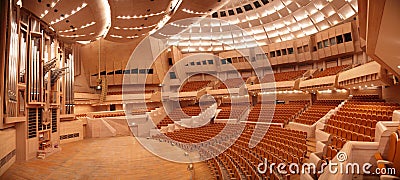 Panorama of concert hall with organ Stock Photo