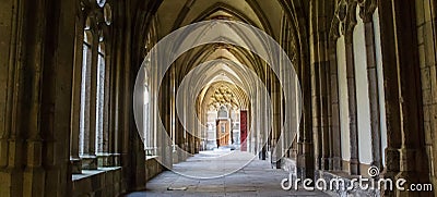 Panorama of the corridor of the Pandhof Domkerk in Utrecht Stock Photo