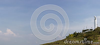 Panorama of Cristo del Rey statue of Cali with blue sky, Colombi Stock Photo