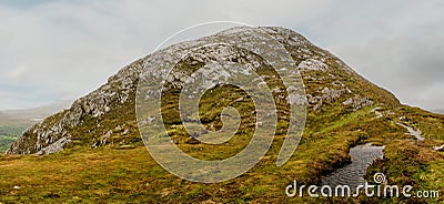 Panorama of Diamond hill in Connemara National Park, county Galway, Ireland, Cloudy day and sky Stock Photo