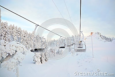 Panorama downhill. Ruka, Finland Stock Photo