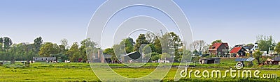 Panorama Dutch country landscape in spring Stock Photo